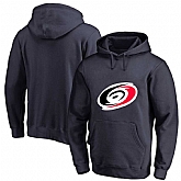 Men's Customized Carolina Hurricanes Navy All Stitched Pullover Hoodie